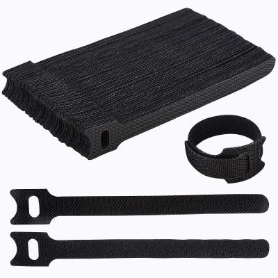 China Durable Black Hook Loop Ties Management Rope Wrap Cable Organizer Adjustable Reusable Cable Ties Rope Straps for sale