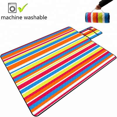 China Custom Outdoor New Arrival Rainbow Color Beach Picnic Washable Foldable Mat Waterproof for sale