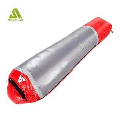 China Mummy Factory Price Best Outdoor Camping Travel Nylon 380T Fabric Single 0 Degree Down Sleeping Bag for sale