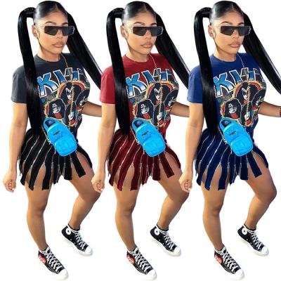 China 2020 Summer Style Cartoon Printed Zipper Mini Women Plus Size Party Clubwear Casual Outfit New for sale