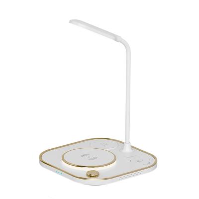 China Newest 5 in1 Reading Smart Phone 2022 Adjustable Night Light USB Charging Eye-friendly Dimmable Table Led Desk Lamp With QI Wireless Charger for sale