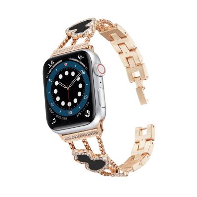 China Luxury Fashionable Diamond Strap Smart Watch Band Metal Stainless Steel Watch Band Strap For Apple Watch for sale