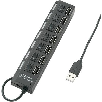 China LAPTOP 7 Port USB 2.0 Hub Can Be Switched Individually, With Black Status LED for sale