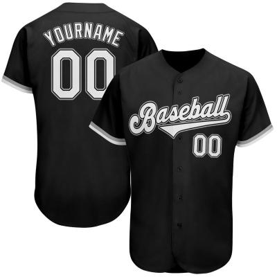 China Breathable Custom Black White-Gray Authentic PITCHED Embroidery Baseball Jersey Men Kids Womens for sale