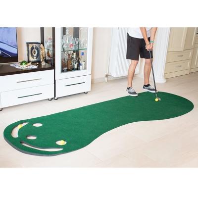 China Polyester Surface With Kidney Shaped Golf Rubber Base Anti Slip Anti Slip Putting Mat Indoor Mini Golf Putting Green for sale