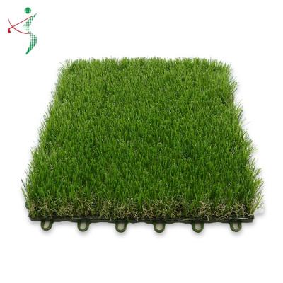 China Outdoor Indoor Kindergarten Garden Interlocking Artificial Grass Tile And Sports Flooring For Home Decor DIY for sale