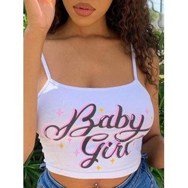 China Breathable New Arrival Slim Camisoles Letter Printed Vest White Spaghetti Strap Sexy Camis Tops Women Crop Top for sale