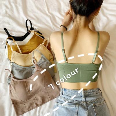 China 7 Color QUICK DRY Radio Sports Beautiful Back Tube Chest Girl Lady Adjustable Yoga Vest Wrap Top Seamless Bra for sale