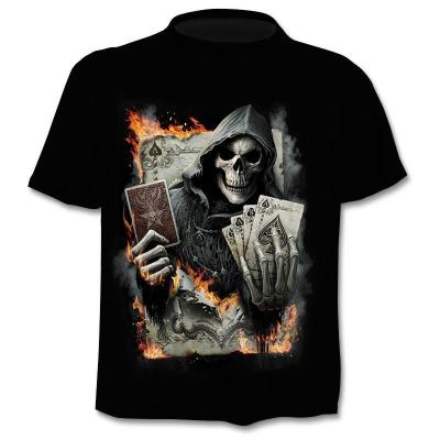 China wholesale QUICK DRY Four Seasons Men's Youth Demon Graphic Tees T-shirt Cartoon Skeleton Short Sleeve Collarless Casual T-shirt for sale