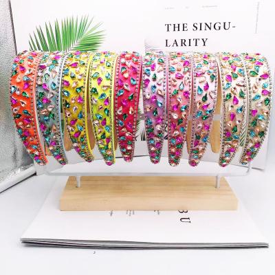 China New sexy luxury baroque headband colorful rhinestone headband for women party hair accessories for girl for sale