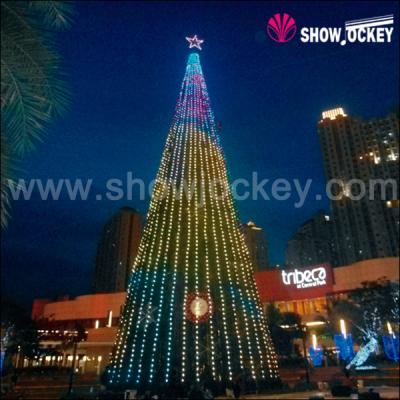 China LED Pre-lit Metal Art Giant Xmas Tree Programmable 35 Meters for sale