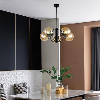 China Modern Modern Kitchen Island Restaurant Chandelier Glass Ball Lamp Hanging Pendant Lights for Dining Table for sale