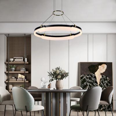 China Nordic Modern Creative Ring Type Chandelier Rose Black Simple Light Luxury Dining Room Living Room for sale