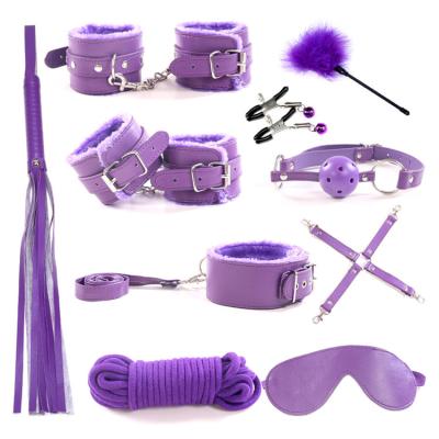 China 10-Piece Bondage Set For Sensory Beginner And Restraint Game Cosplay Set Bondage Leather Series Under Bed Restraint System Set 10pcs for sale