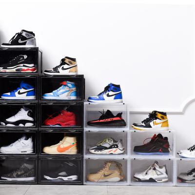 China Custom Logo Plastic Shoe Storage Box Viable Stackable for sale