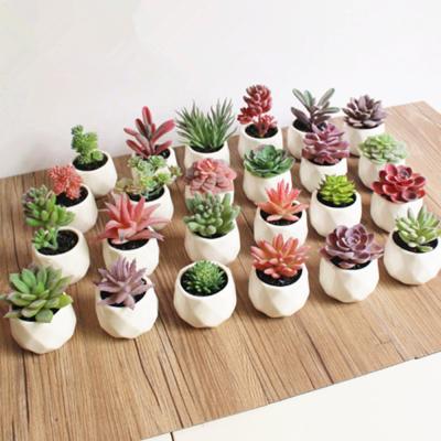 China Potted Pure Handmade Artificial Succulent Fake Plants for sale