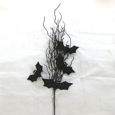 China Pure Handmade Artificial Black Glitter Halloween Bat Picks For Party Decoration for sale