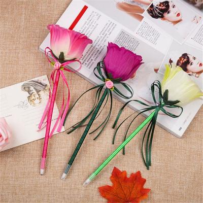 China Promotional Pen Top Selling Unique Design Simulation Rose Flower Pen For Girls for sale