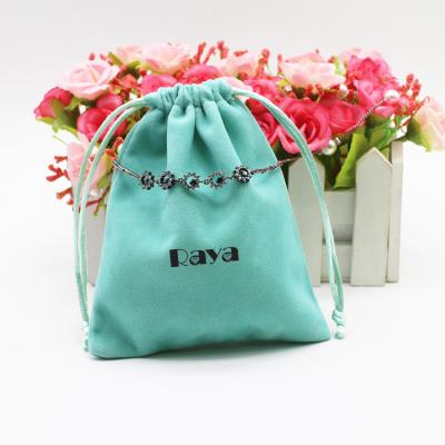 China Custom Logo Drawstring Printing Cloth Jewelry Pouch Recyclable Small Velvet Jewelry Bag Packaging for sale