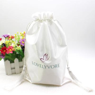 China Custom Gift Logo Printed Large Satin Drawstring Bag Dust Cover Bag For Handbags Luxury for sale