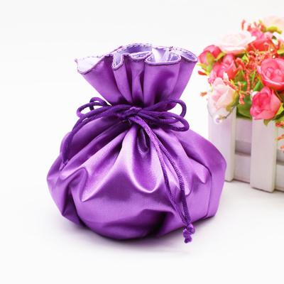 China Eco-friendly Custom Design Satin Drawstring Luxury Gift Jewelry Pouch Bag Cosmetic Bag With Logo for sale