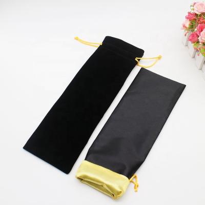 China Recyclable Customized Customized Black Velvet Drawstring Satin Wig Bags Hair Bundle Bags With Gold Logo for sale