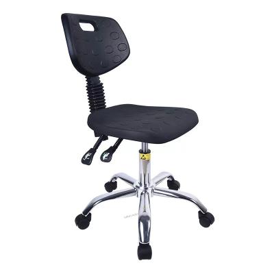 China Adjustable ESD PU Leather Chair Industrial Polished Finish Lab Stools With Backsc for sale