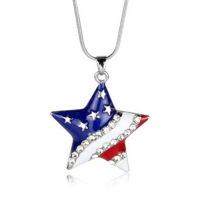 China FASHIONABLE Hot Selling USA American Flag Stars Patriotic Of July Independence Day Pendant Necklace for sale