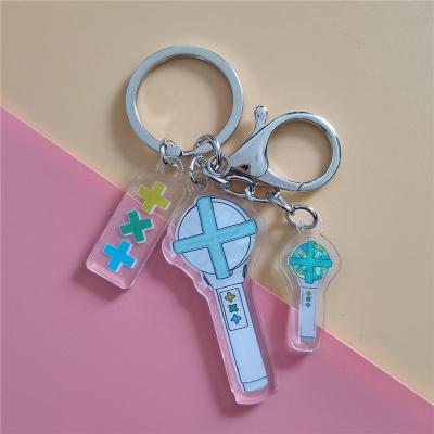 China 2021 Fan Collection Wholesale New Arrival Kpop Boys 3pcs/set TXT Bangtan Plastic Acrylic Light Stick Key Chain for sale