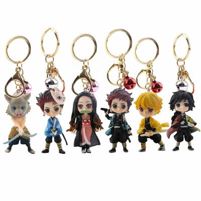 China Cartoon Toy Kimetsu No Yaiba Anime Demon Slayer Keychain PVC Action Figure Keychain Model for sale