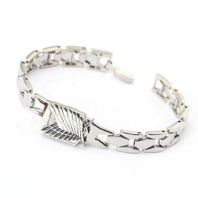 China Wholesale FASHIONABLE Anime Attack on Titan Survey Body Wings of Freedom Sign Color Watch Band Steel Bracelet for sale