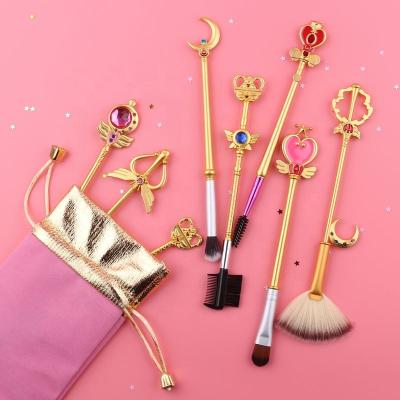 China 2021 Professional Hot Selling Flat Brush Private Label Make Up 8 Piece Marine Metal Brush Moon Make-Up Brush Set Set for sale