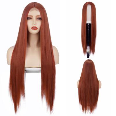 China One Wig Euramerican Lady Fluffy Afro Wig Is Chemical Fiber Head Long Straight Hair Front Small Lace Front Wig for sale