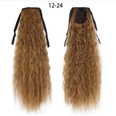 China European and American water chemical fiber bun long straight wig fake ponytail wig small wavy high temperature silk braid for sale