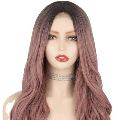 China Harajuku Long Fluffy Afro Purple Wavy Pink Wavy Wig Long Hair With Synthetic Hair Cover for sale