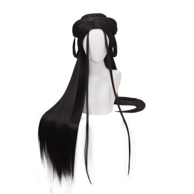 China Water Wave Qiancoshair Wholesale Chinese Ancient Black Lolita Wig Long Straight Wig Synthetic Hair Wig For Women for sale