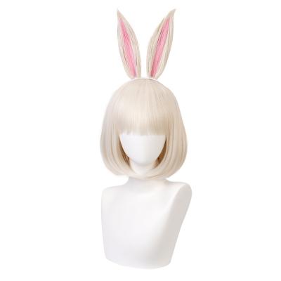 China Anime Cosplay BEASTARS Cosplay Haru Wig by Qiancoshair Anime Wig Wholesale With Bunny Ears Personified Synthetic Beasts Halloween Cos Wig Cute Party for sale