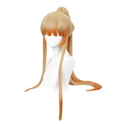 China Wholesale Anime Wig Cosplay Qiancoshair Kimetsu No Yaiba Agatsuma Zenitsu Yellow Mix Orange Heat Resistant Synthetic Long With One Clip Cosplay Wig for sale