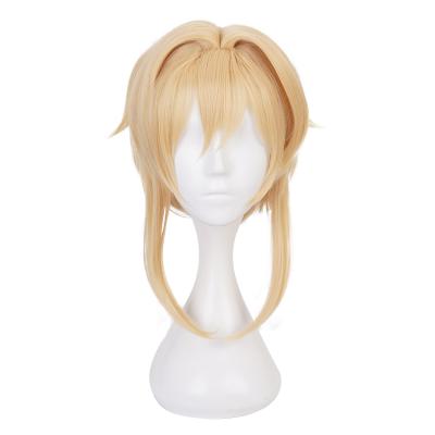 China Wholesale Lumine Yellow Short Wig Impact Genshin Game Cosplay Wig Qiancoshair Synthetic Hair Wig For Halloween Cosplay Party for sale