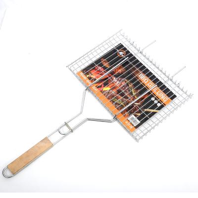 China Easily Cleaned Iron BBQ Grill Wire Mesh Net Fish Grill Checken Mesh Rotisserie Meat Clip Dish Easily Cleaned Barbecue Net Small for sale