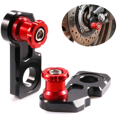 China Aluminum Alloy CNC Motorcycle Swingarm Rear Frame Coils Sliders Adjustment Block Chain Screw For CB650R Accessories for sale