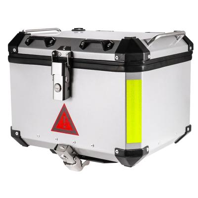 China Motorcycle 45L Steel Tail Boxes Motorcycle Aluminum Rear Top Box Silver Case Waterproof Delivery Case for sale