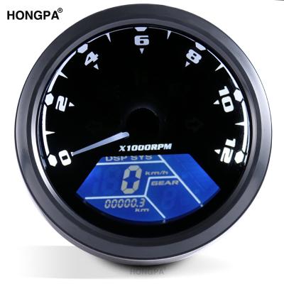 China ABS Plastic+Motorcycle Digital LCD Tachometer Speedometer Tachometer 12000RPM LCD Display Digital Kmh/M/H Tachometer Odometer For Motorcycles for sale