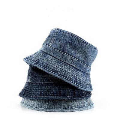 China Fashion Customized Logo Fisherman Hat Unisex Sun Protection Hat Jean Bucket Hat Washed Demin For Outdoor for sale