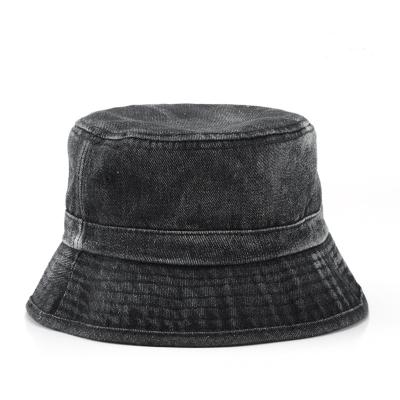 China Fashion Colors 4 Hole Distressed Jean Boy Girls Jeans Bucket Hat Washed Denim Bucket Hats for sale