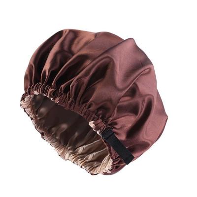 China New Design Sustainable Reusable Satin Shower Hat Hair Care Cap Women Bath Elastic Double Cap for sale