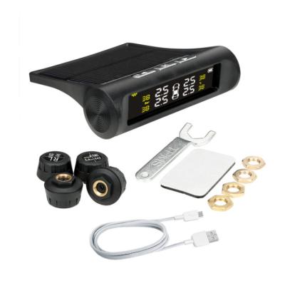 China Solar Car TPMS Tire Pressure Monitoring System Tire Pressure Monitor With 4 External Fuel Temperature Warning Sensors Except Universal for sale