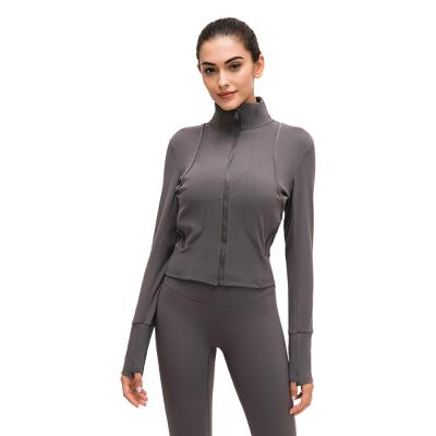 China Breathable Tik Tok Stand Collar Yoga Jacket For Women Zipper High Quality Jacket For Sports for sale