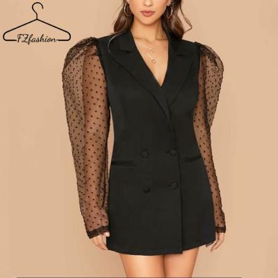 China 100% Polyester Formal Breathable Mesh Sleeve Blazer For Women for sale