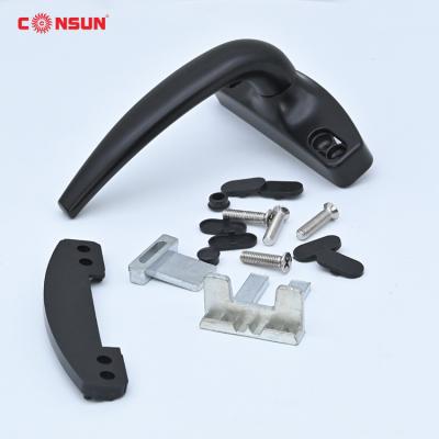 China Factory Wholesale Modern Windows Accessories Handles Aluminum Zinc Metal Window Handle 4 Screw Holes for sale